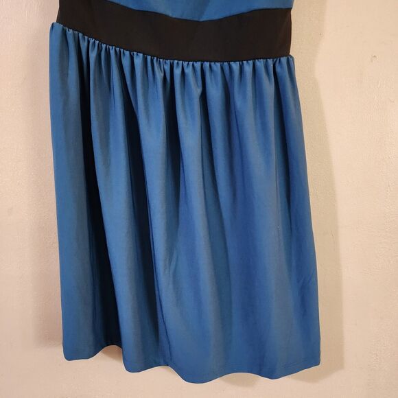Bebop Womens One Shoulder Dress Size M Blue High Waist Pleated Stretch - Picture 5 of 10